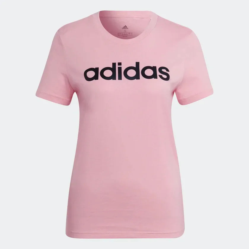Adidas Women's Essentials Slim Logo T-Shirt HD1681 Light Pink/Black - front view