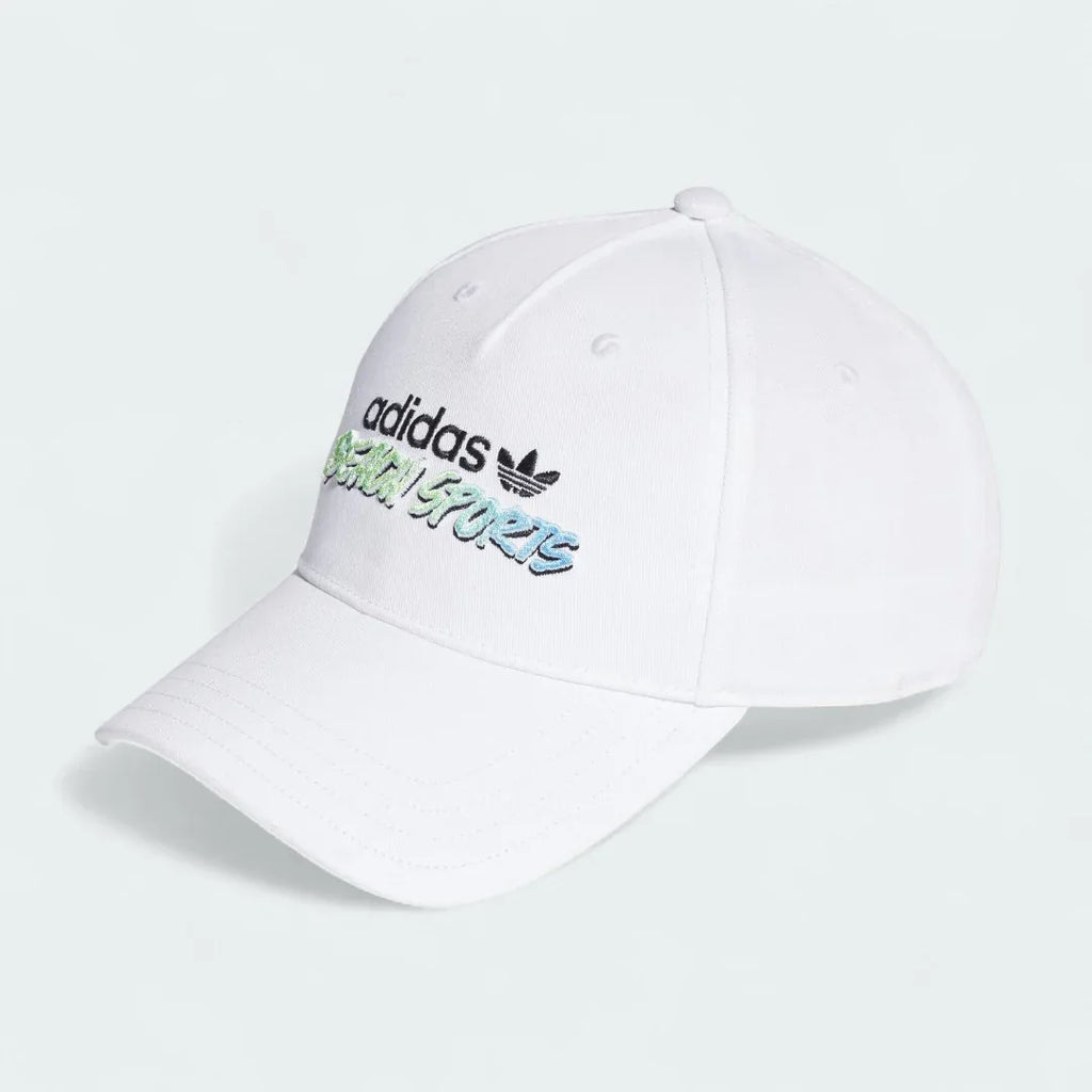 Adidas Adidas Originals Graphic Retro Baseball Cap in white, front view showing the hard, curved peak and embroidered branding on the crown.Retro Baseball Cap White Men's HD9754