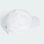 Adidas Originals Graphic Retro Baseball Cap in white, side view showing the six-panel construction and eyelet venting.