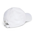 Adidas Originals Graphic Retro Baseball Cap in white, side view showing the six-panel construction and eyelet venting.