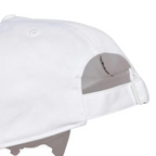 Adidas Originals Graphic Retro Baseball Cap in white, back view showing the adjustable back strap for a customized fit.