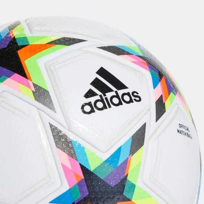 Top-down view of the Adidas Champions League 2022/23 Pro Match Ball HE3777, highlighting the dynamic star panels and seamless construction.