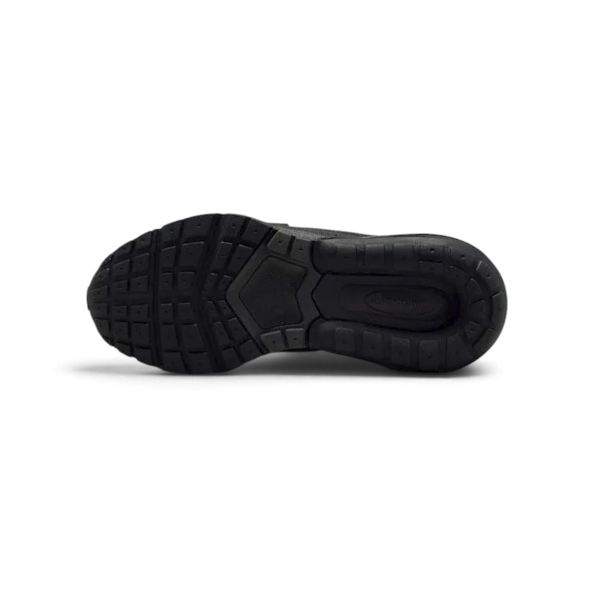 View of the outsole of the Nike Air Max Pulse Juniors' trainers, showing the durable rubber waffle-inspired tread pattern.