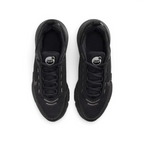 Top-down view of a pair of Nike Air Max Pulse Juniors' trainers in black and grey, highlighting their sleek silhouette and lacing system.