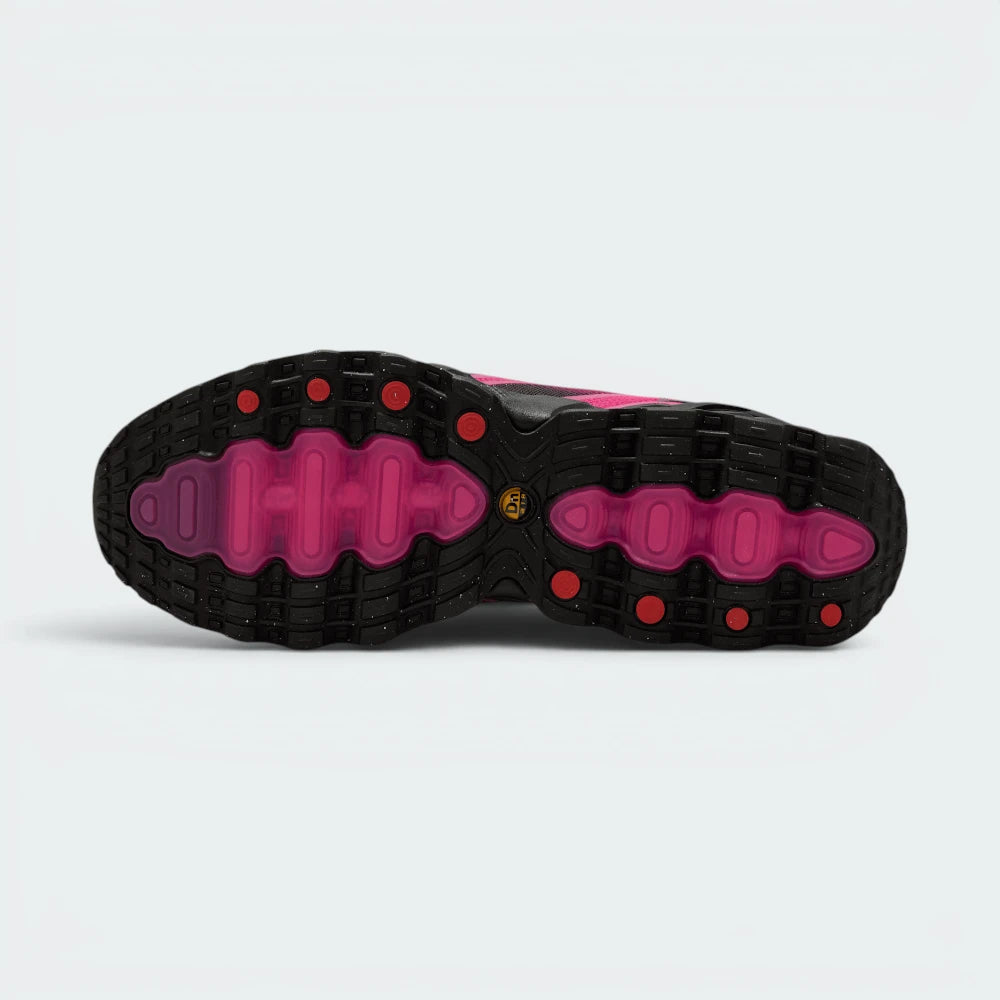 Displays the specialized geometric rubber traction pads mapped directly around the base of the independent air tubes, engineered for unreal everyday street grip.