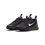 Emphasising the athletic, forward-leaning stance of the trainers and the sharp contrast between the black upper and the popping Sonic Yellow Air unit windows.