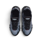 Top-down view of the black and red Air Max DN8 trainers, highlighting the haptic mesh texture and the Gym Red DN logo on the tongue.