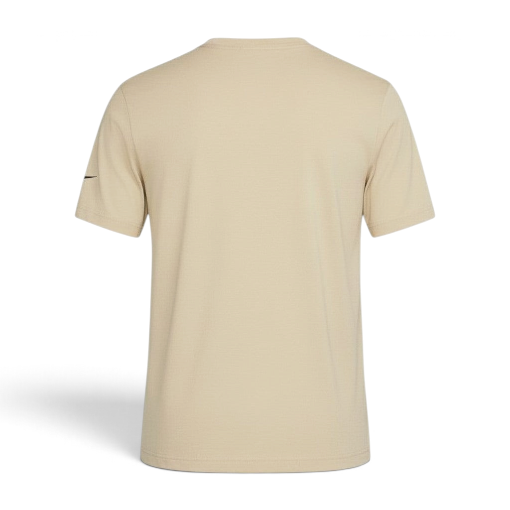 Focusing on the clean, tagless back neck and the straight hem finish.