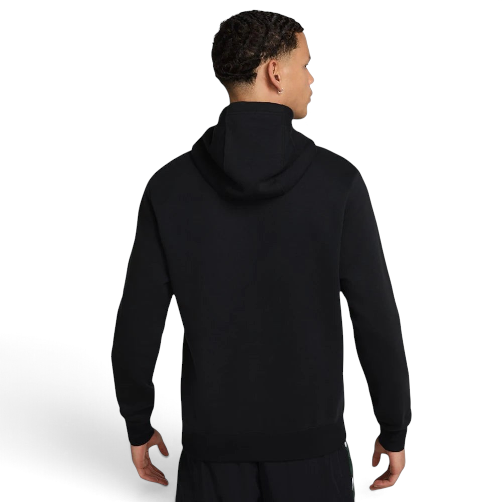 Focusing on the clean, seamless back panel and the structured hood construction.