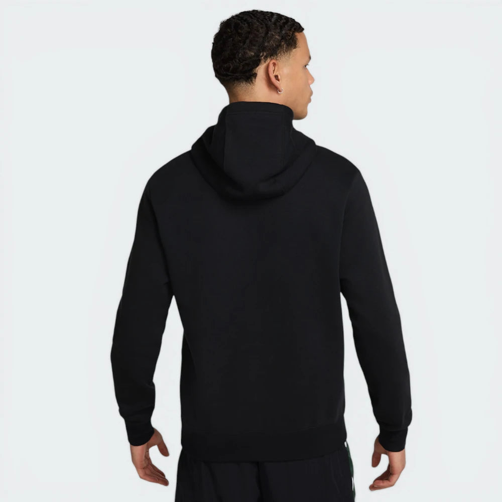 Focusing on the clean, seamless back panel and the structured hood construction.