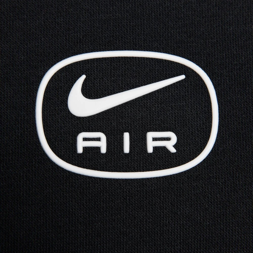 White Nike logo with 'AIR' text on a black background