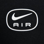 White Nike logo with 'AIR' text on a black background