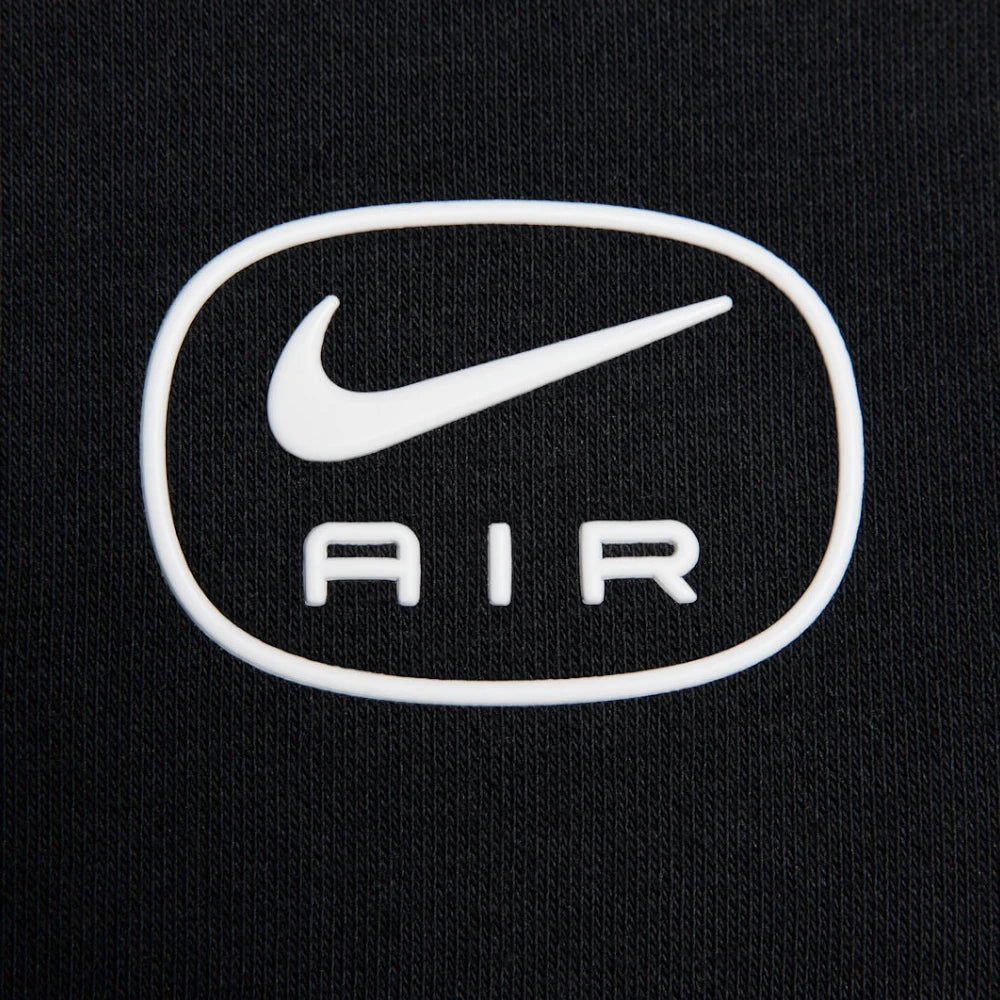 White Nike logo with 'AIR' text on a black background