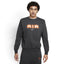 Top-Down View of Item: Overhead view looking down at the folded sweatshirt, displaying the ribbed crew neckline, internal Nike neck taping, and central chest branding layout.