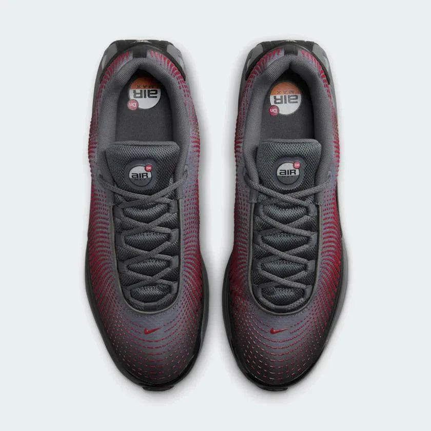 Nike Air Max DN Men's Black Trainers HM0708-002 top view showing padded collar, tongue, and lace-up design
