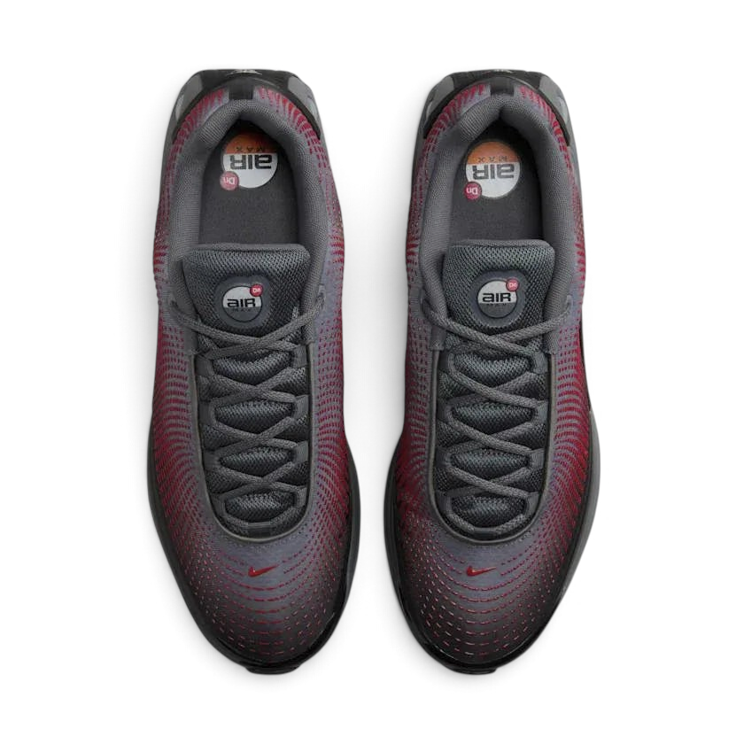 Nike Air Max DN Men's Black Trainers HM0708-002 top view showing padded collar, tongue, and lace-up design