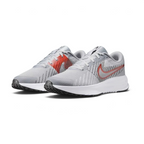 Trade Sports Nike Run Defy men's running trainers in wolf grey mesh with a bright crimson Swoosh and white midsole.