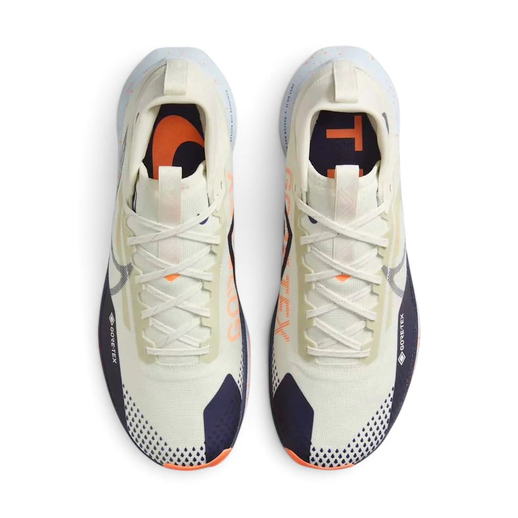 Nike React Pegasus Trail 4 GTX V2 Trail Shoes HM9728-001 top view showing gusseted tongue and secure lacing system