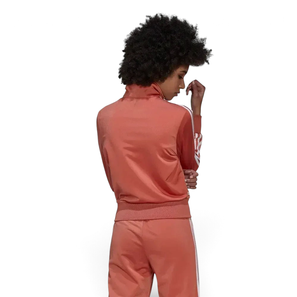 Rear view of the Firebird jacket, showing the clean, athletic drape and the continuous 3-Stripes detailing.