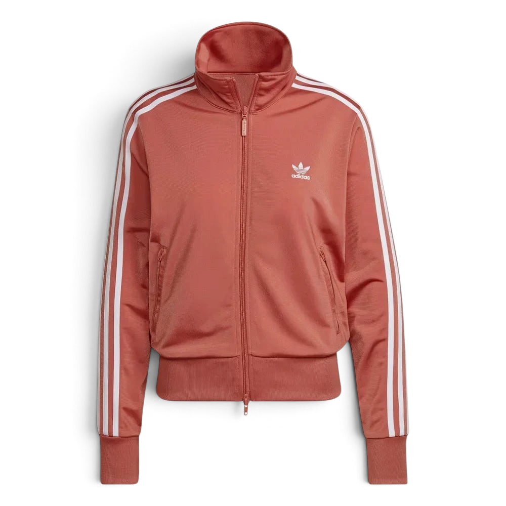 Top-down view of the Magic Earth track jacket laid flat, highlighting the full-zip front and the iconic stand-up collar.