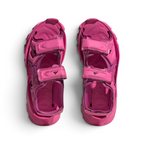 Top-down view of a pair of Adidas by Stella McCartney Hika Sandals in pink, highlighting the multiple straps and footbed design.