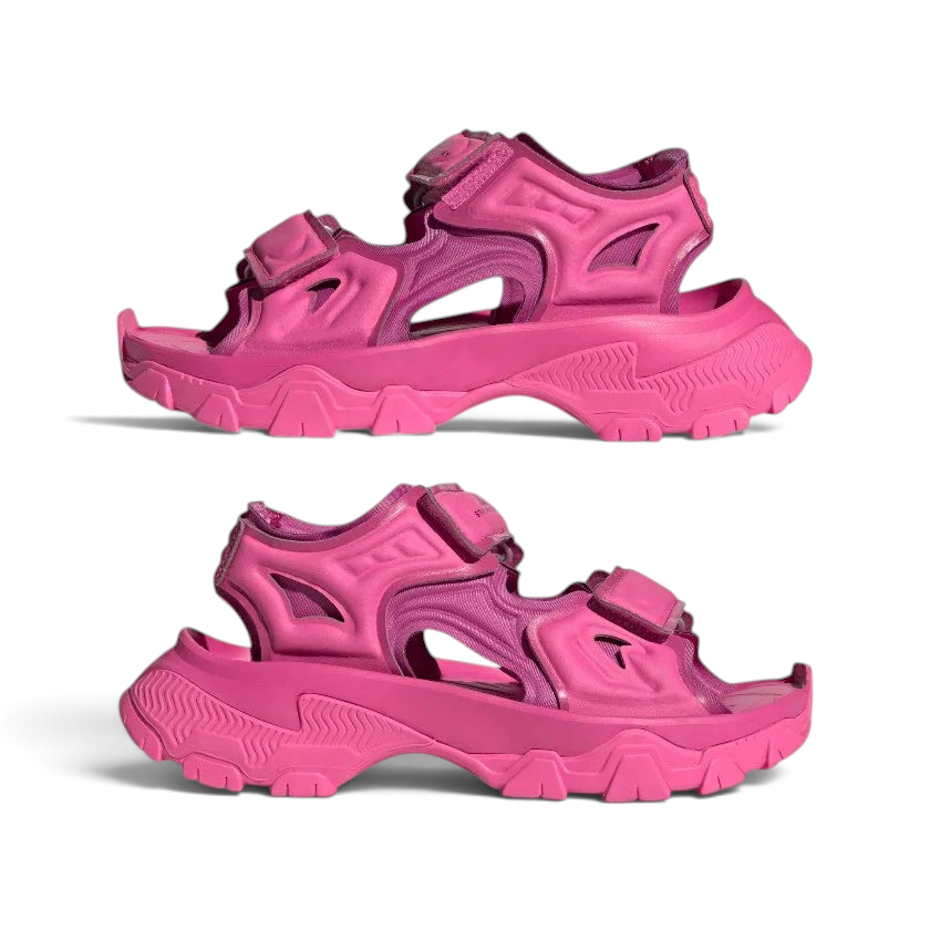 Stacked side profile image showing the best of the Hika sandals in pink