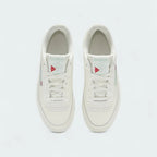 Reebok Club C 85 Women's Chalk Leather Trainers HQ0947 top view showing lace-up front, perforated toe box, and retro-style tongue tag