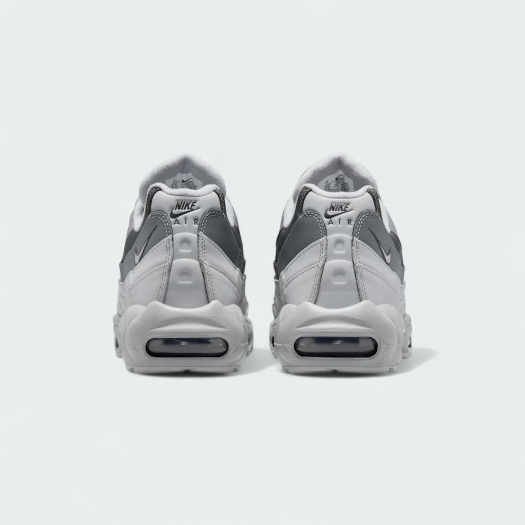 Rear view of the Nike Air Max 95 Men's running shoes, focusing on the prominent heel counter and Nike Air branding.