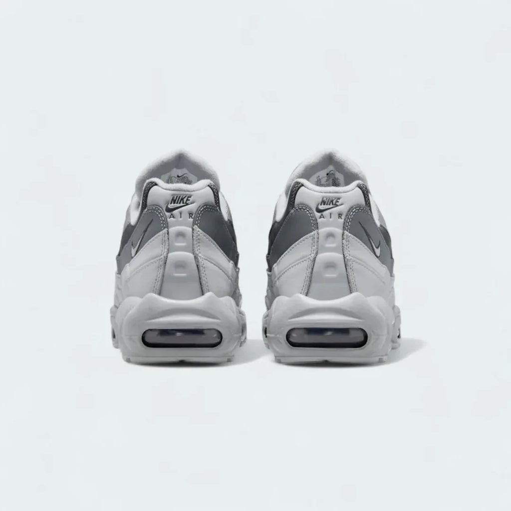 Rear view of the Nike Air Max 95 Men's running shoes, focusing on the prominent heel counter and Nike Air branding.