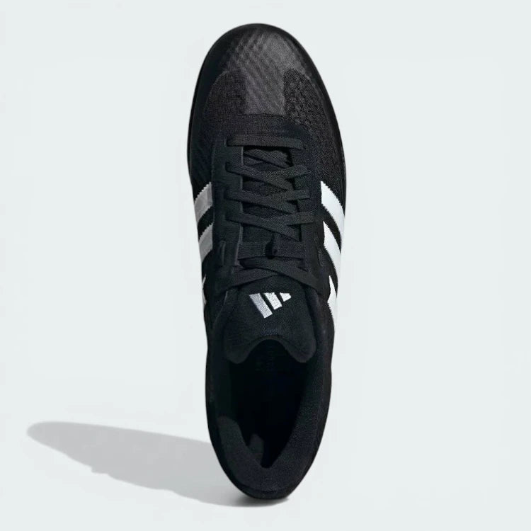 Top-down view of the cycling shoes, showcasing the suede eyestays and the thermal-focused lacing system.