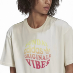 Trade Sports adidas women's chalk white cotton boyfriend t-shirt with colourful Sunday Originals Vibes graphic print