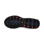 Displays the full-length black rubber outsole, showcasing the grooved traction pods designed to keep the foot close to the ground for smooth heel-to-toe transitions.