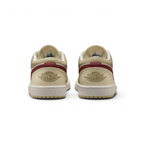 Air Jordan 1 Low White Leather Trainers HV6530-100 back view showing embroidered Wings logo on heel tab and smooth collar line