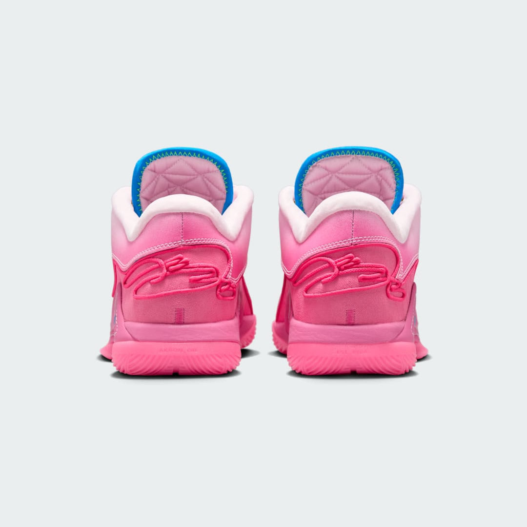 Rear view of the Nike LeBron XXII SN basketball trainers, focusing on the sculpted heel counter, stability features, and subtle LeBron branding.