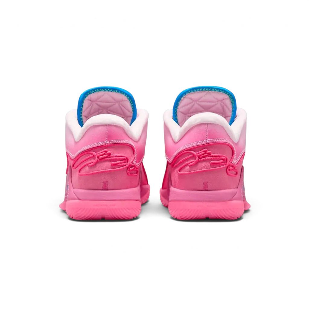 Rear view of the Nike LeBron XXII SN basketball trainers, focusing on the sculpted heel counter, stability features, and subtle LeBron branding.