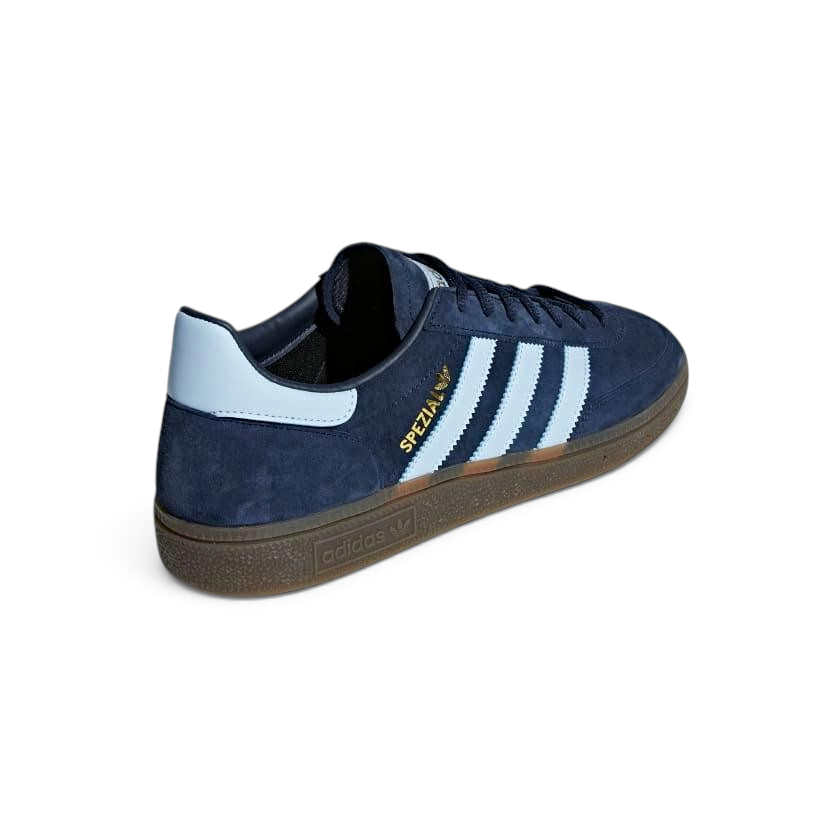 Angled side view of adidas Handball Spezial Men's shoes highlighting bold colour and classic shape