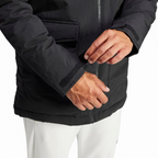 Detailed zoom on the lower part of the zipper, and sleeves of the Adidas Hooded Fur Parka,, highlighting the construction.