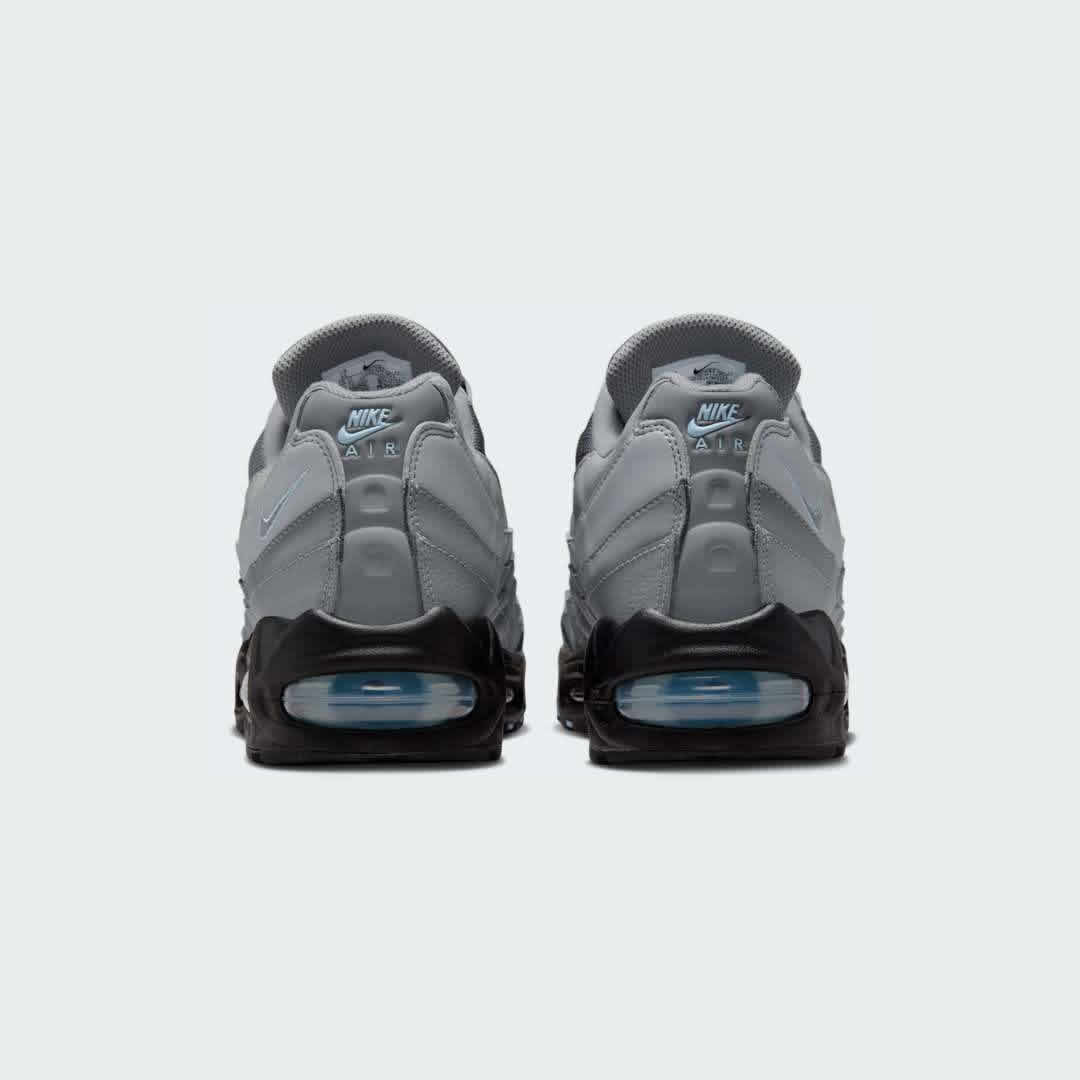 Rear view of the Nike Air Max 95 OG Men's running shoes, focusing on the prominent heel counter and Nike Air branding.