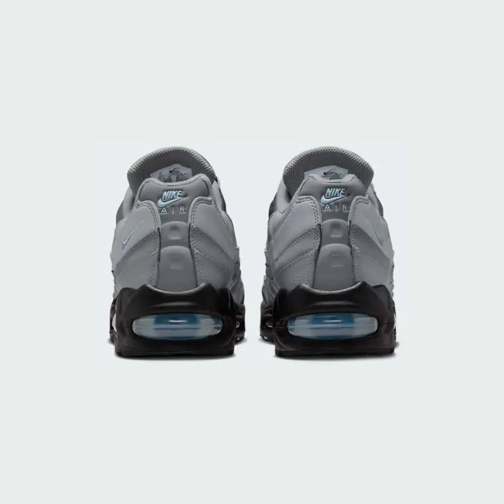 Rear view of the Nike Air Max 95 OG Men's running shoes, focusing on the prominent heel counter and Nike Air branding.