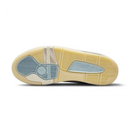 View of the outsole of the Jordan Flight Court Men's white sneakers, showing the durable rubber sole and traction pattern.