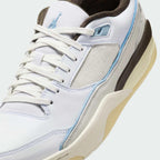 Close-up zoom on the front of the Jordan Flight Court Men's sneakers, showing the perforated toe box, lacing system, and textured leather upper.