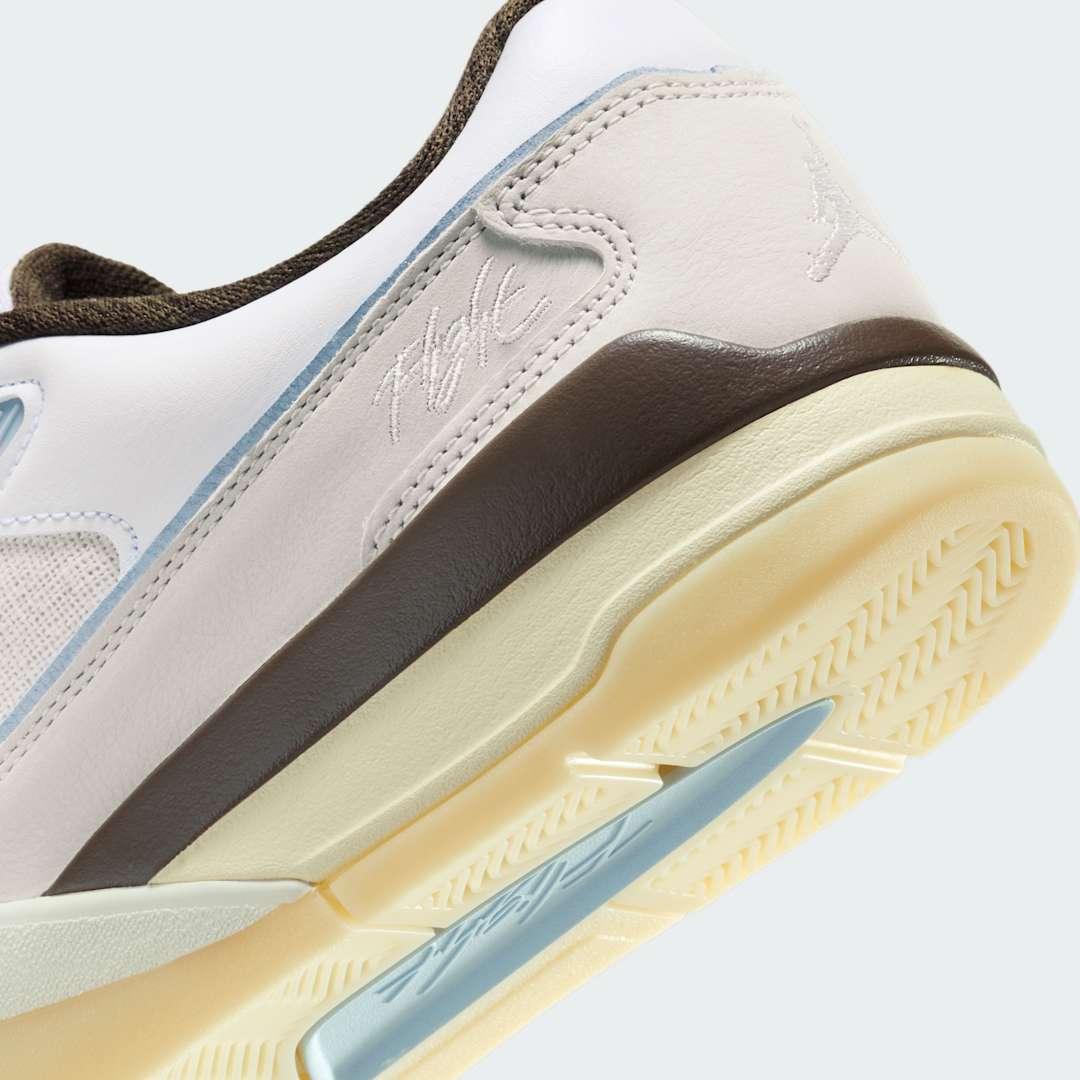 Detailed zoom on the outsole and midsole of the Jordan Flight Court Men's sneakers, highlighting the cushioned midsole and durable rubber outsole.