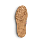Outsole View: Bottom-down view of the translucent amber gum rubber platform outsole, showcasing the heritage pivot circles, geometric tread pattern, and central embossed adidas branding.   