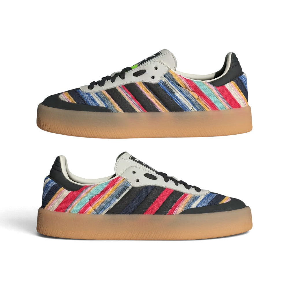 Lateral view of both the shoes and the crazy pattern