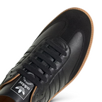 Close-up of the forefoot, highlighting the superior grain of the Italian leather and the perfectly finished stitching on the toe box.