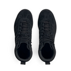 Focuses on the locked-in lace configuration, the textured tongue with the Trefoil branding, and the soft textile lining.