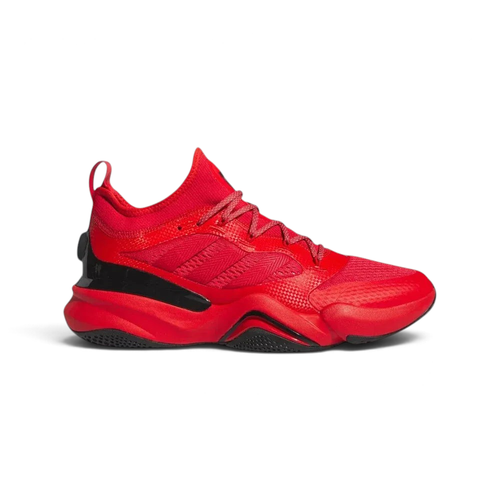 Side profile of the Team Collegiate Red Mahomes 2 Impact FLX, showing the sleek aerodynamic upper and the chunky REPETITOR midsole.
