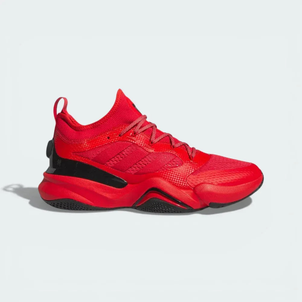 Side profile of the Team Collegiate Red Mahomes 2 Impact FLX, showing the sleek aerodynamic upper and the chunky REPETITOR midsole.