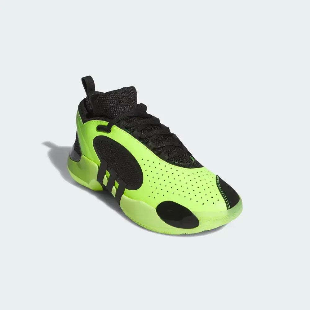 Angled shot of the D.O.N. Issue 5 shoes son it's outer side, showcasing the bold neon yellow aesthetic and the futuristic, performance-driven silhouette.
