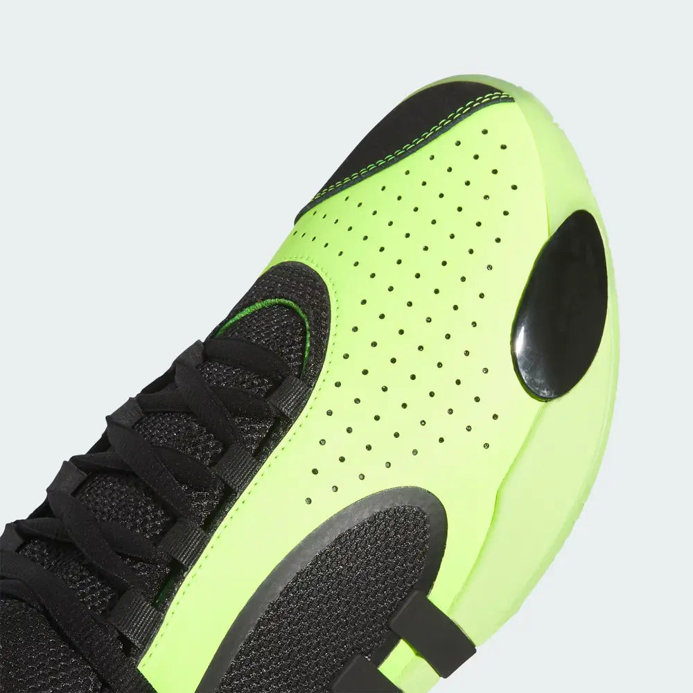 Close-up of the front, showing the reinforced toe area, the fine mesh texture, and the secure eyelet construction for the laces.